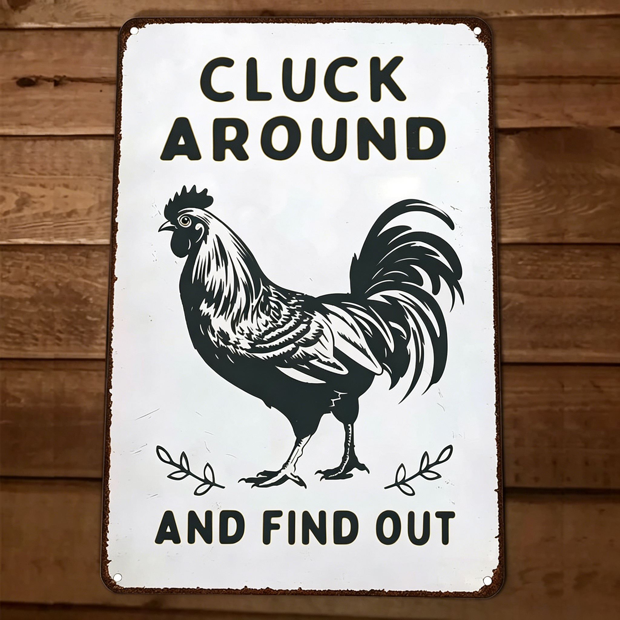 Funny Chicken Gifts Chicken Cluck Around and Find Out Tin Sign for Home Farm Chicken Coop Farmhouse Kitchen Garden Decor 8 X 12 Inch