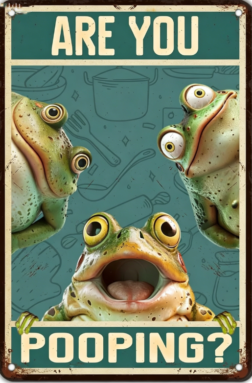 Are You Pooping Frogs 8x12 Metal Wall Funny Bathroom Sign