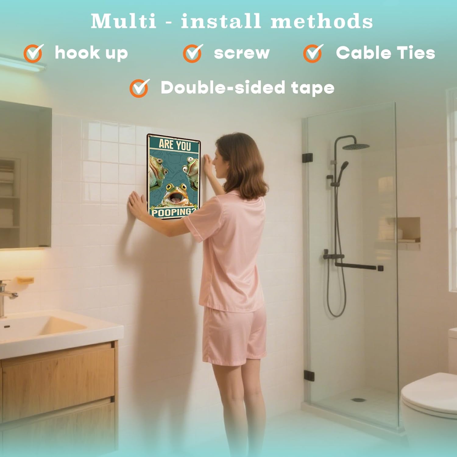 Are You Pooping Frogs 8x12 Metal Wall Funny Bathroom Sign