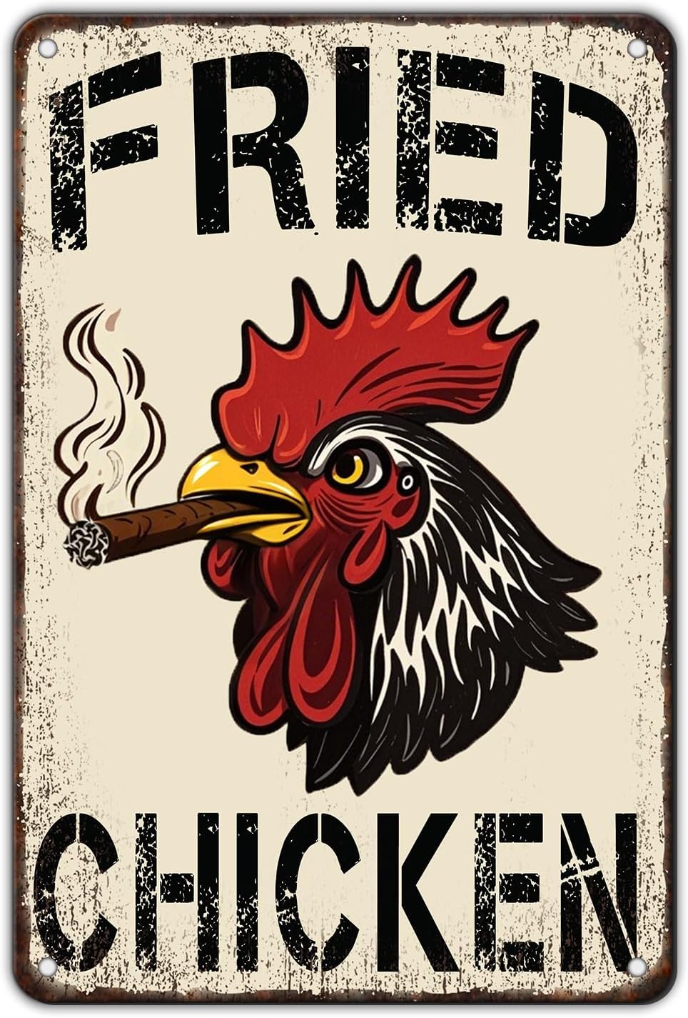 Fried Chicken Funny 420 Rooster Smoking 8x12 Metal Wall Sign Garage Poster