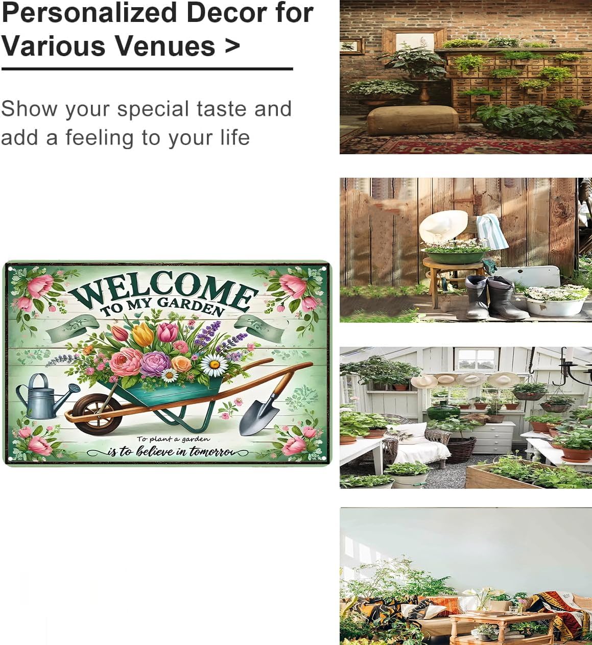 Gardening Gifts Vintage Gardening Signs Welcome to My Garden Tin Sign for Home Garden Greenhouse Living Room Bedroom Yard Cottage Outdoor Decor 8X12 Inch