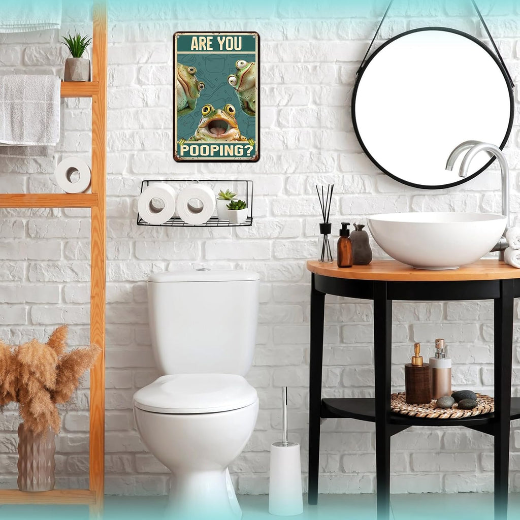Are You Pooping Frogs 8x12 Metal Wall Funny Bathroom Sign