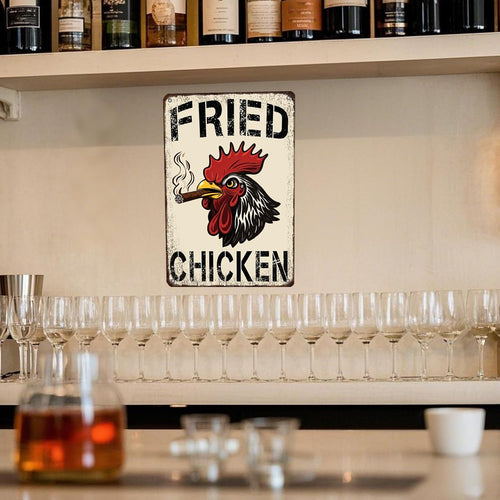 Fried Chicken Funny 420 Rooster Smoking 8x12 Metal Wall Sign Garage Poster