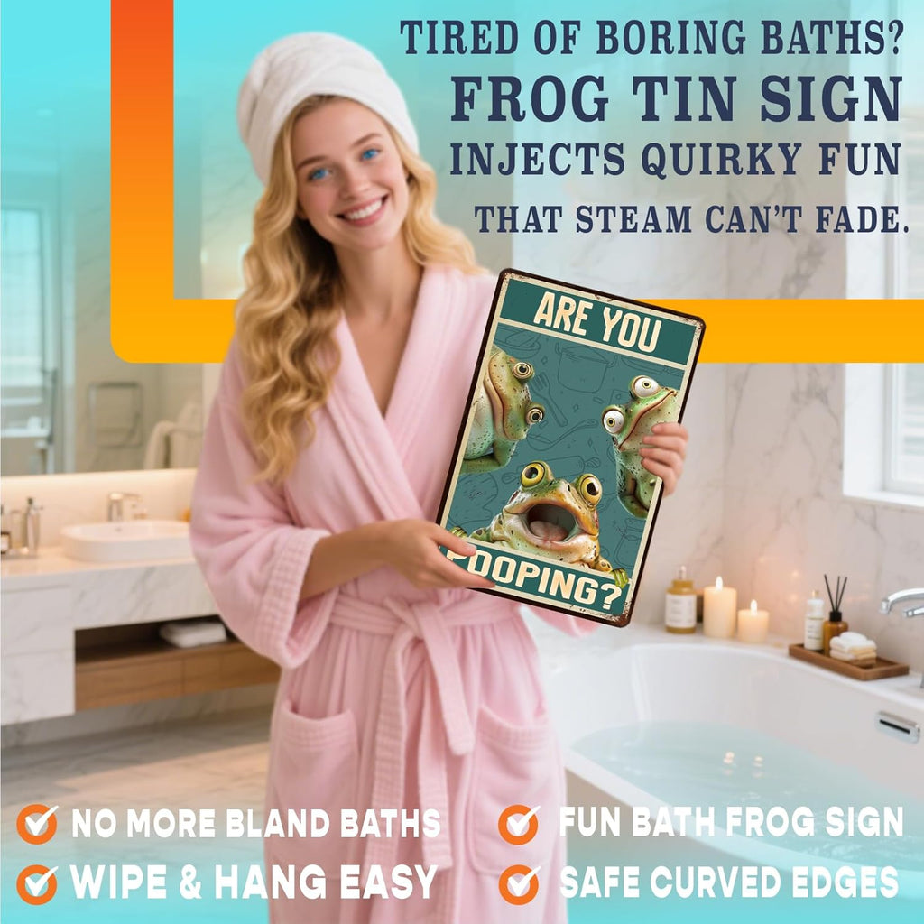 Are You Pooping Frogs 8x12 Metal Wall Funny Bathroom Sign