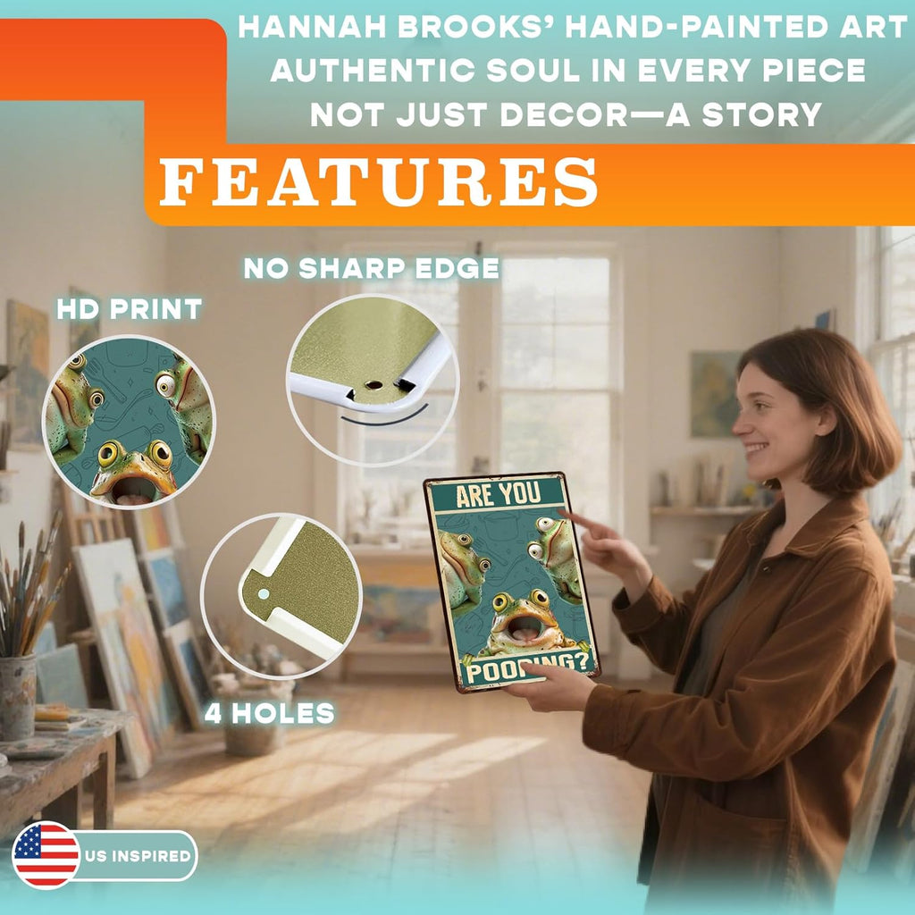 Are You Pooping Frogs 8x12 Metal Wall Funny Bathroom Sign