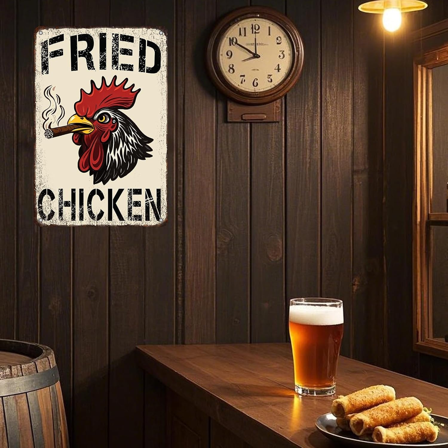 Fried Chicken Funny 420 Rooster Smoking 8x12 Metal Wall Sign Garage Poster
