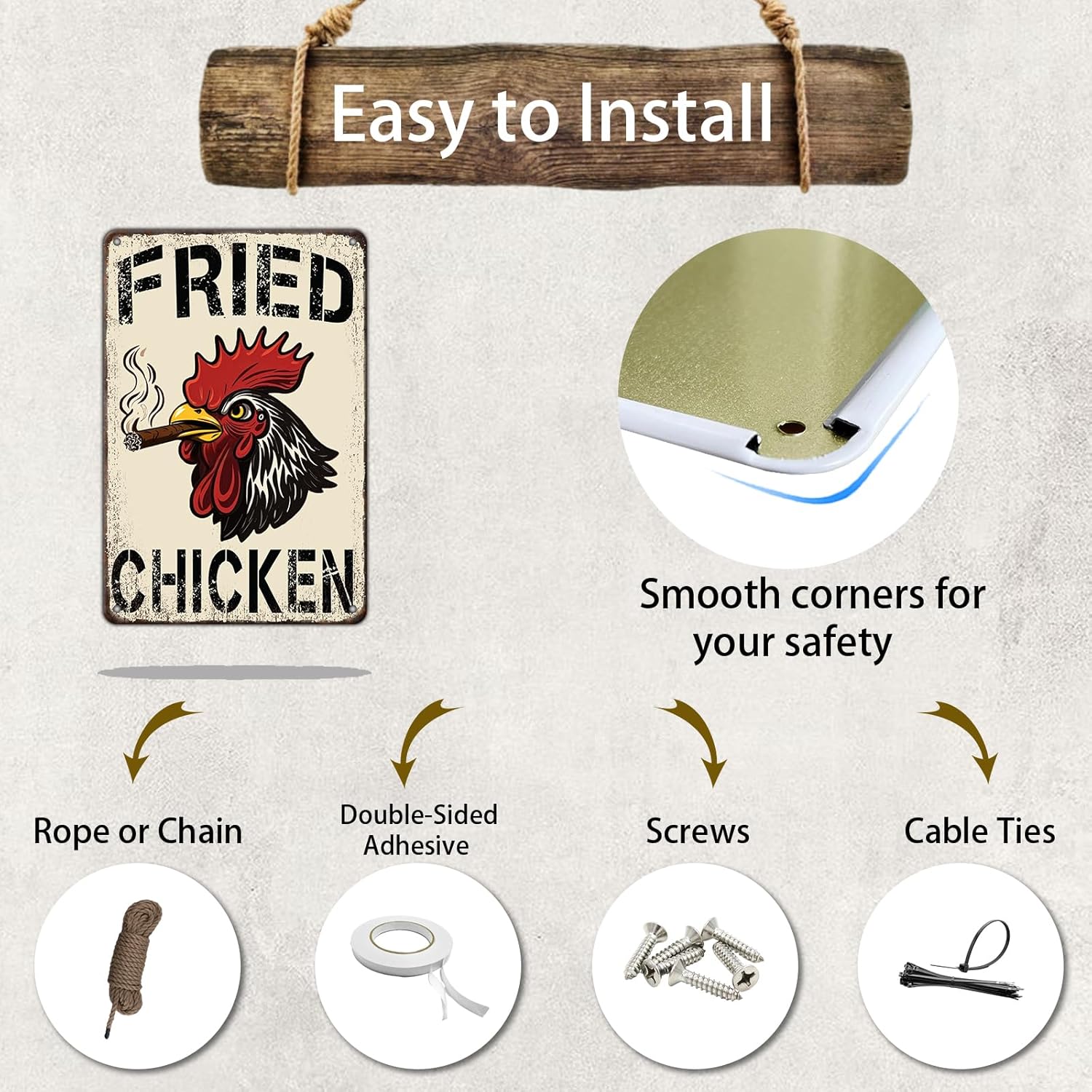 Fried Chicken Funny 420 Rooster Smoking 8x12 Metal Wall Sign Garage Poster